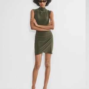 Wilfred Black Ruched Bodycon Midi Dress